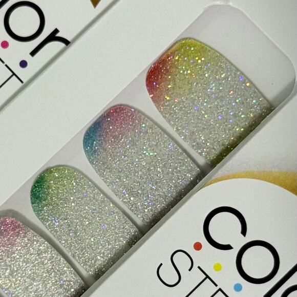 New Color Street “Throwing Shade” Silver Rainbow Glitter Nail Strips - Picture 1 of 1